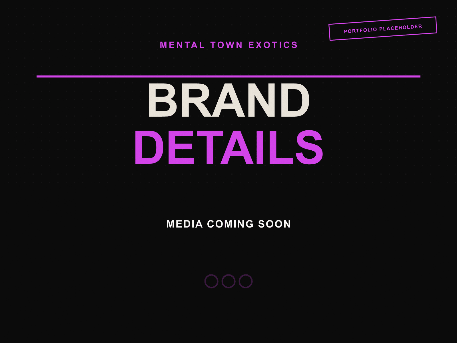 Mental Town Exotics branded portfolio placeholder marking the spot for typography, color, and brand detail close-ups, not yet published.