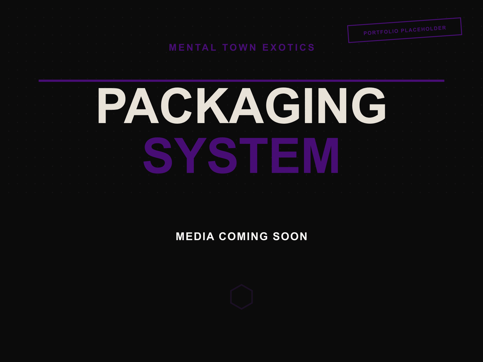 Mental Town Exotics branded portfolio placeholder marking the spot for the final packaging system lineup, not yet published.