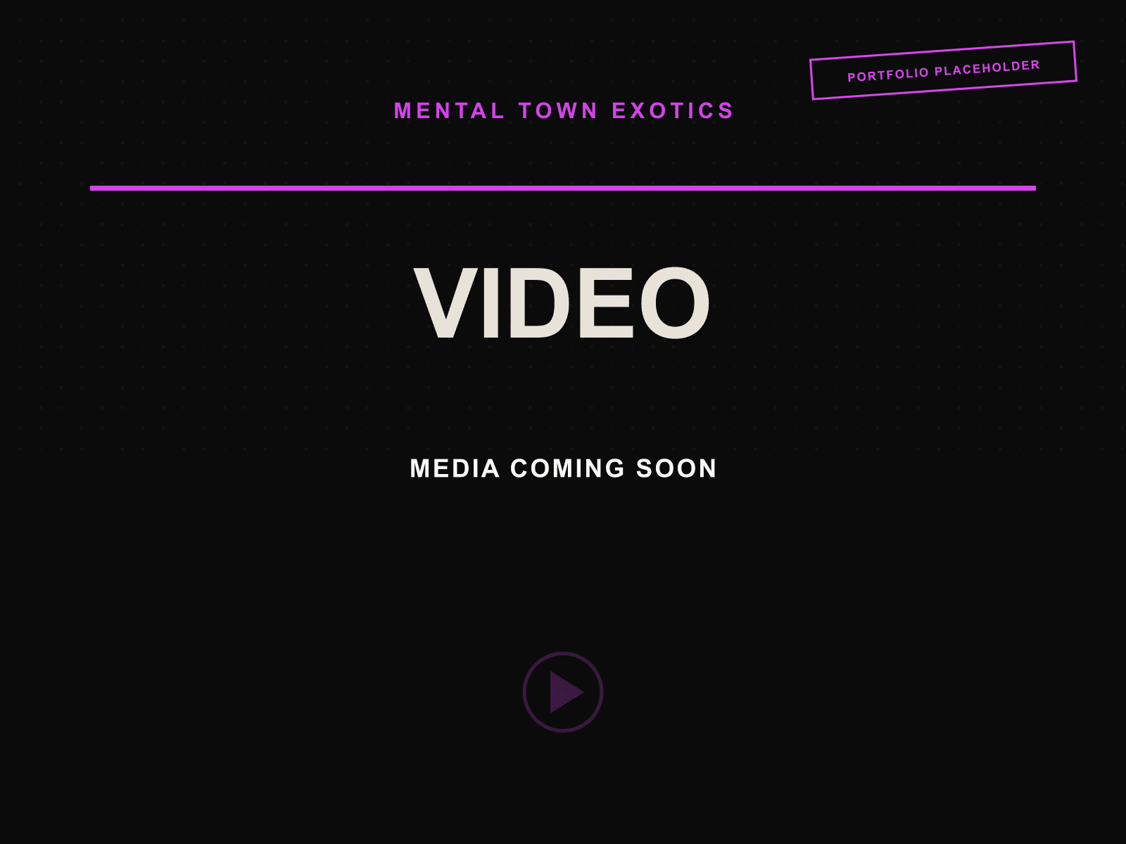 Mental Town Exotics branded portfolio placeholder for future video content, not yet published.
